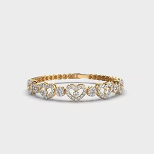 Customized Round Shape Moissanite Diamond Bracelet Bezel Setting 18K Yellow Gold Diamond Bracelet for Both Men and Women - Product Image 1