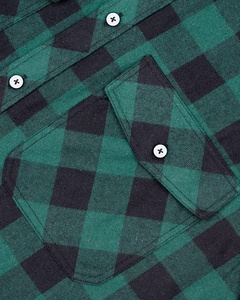 Chemise décontractée à manches longues pour homme, à carreaux verts, boutonnée, 100% coton flanelle, pour l'automne, col rabattu, longueur intégrale - Product Image 5