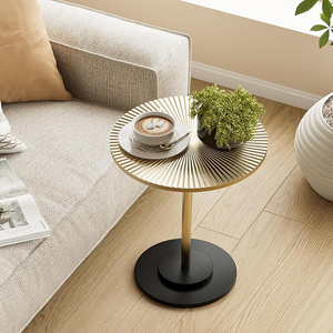Black Glass Drink <b>Table</b> Metal Martini <b>Round</b> <b>Small</b> Drink Side <b>Table</b> for Couch Tempered Glass C Shaped End <b>Table</b> - Product Image 6