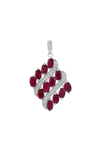 Diamond and <b>Ruby</b> Pendant in 92.5 Sterling Silver KLSP-50478 - Product Image 1