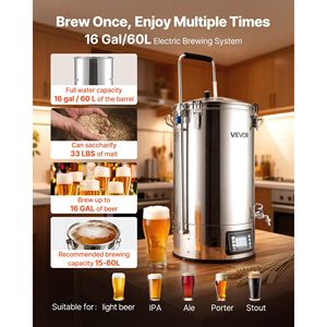 Kit de brassage domestique tout-en-un 60L (16 gallons) avec brassoir numérique, pompe anti-brûlure, refroidisseur de moût et équipement de brassage - Product Image 2