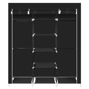 Armadio Portatile Pieghevole in Plastica Nera con Organizzatore a Singolo Ripiano in Tessuto Non Tessuto - Product Image 5