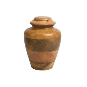 Urne funéraire artisanale de haute qualité en bois de manguier pour cendres humaines adultes, avec finition en bois naturel poli, pour commémoration funéraire - Product Image 1
