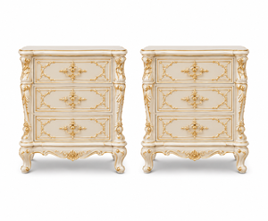 Cama Redonda King Size de Madera Maciza Tallada en Dorado, Estilo Palacio Real Moderno, con Acabado Blanco Dorado, Muebles de Dormitorio de Lujo - Product Image 3