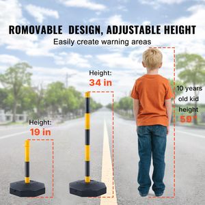 Poteaux de signalisation routière réglables de 2,4 m avec cônes, lot de 2, barrière de sécurité avec base remplissable, produit d'avertissement routier - Product Image 2