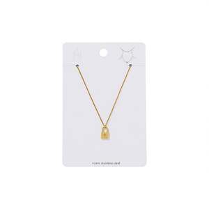 Collana con Ciondolo a Lucchetto Cero Fashion, Placcata in Oro, Catena a Serpente in Acciaio Inossidabile 12cm, Gioiello Unisex da Regalo - Product Image 1