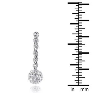 Pendientes Colgantes EtherStar con Diamante Cultivado en Laboratorio de 3.00ct, Corte Baguette, Lujosos, con Cadena de Oro de 18K, Bisel y Bola Pavé, Certificados por IGI - Product Image 3