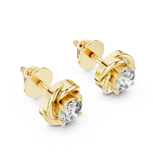 18K Gold Lab Grown Diamond Earrings 0.48 CTW IGI Certified E Color Round Brilliant Cut Women Synthetic Diamond Trendy Studs - Product Image 2