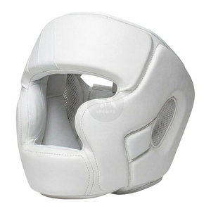 Casque de boxe professionnel respirant en cuir blanc perforé, protection intégrale, portable, avec ventilation pour le sparring - Product Image 4