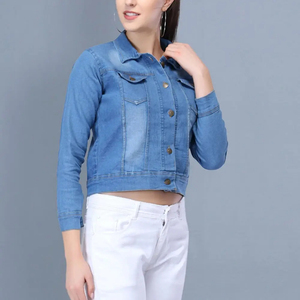 Best Edition Women Oversized denim jackets Long Sleeves <b>Embroidered</b> Flower design <b>Jeans</b> for Women - Product Image 3