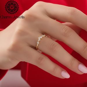 Charm_Jewells <b>Moissanite</b> Engagement Ring Yellow Gold Prong Setting Round Brilliant Cut Classic Women's <b>Jewelry</b> - Product Image 4