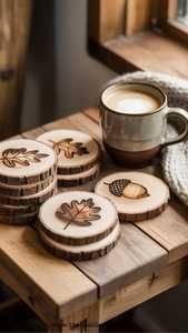 Cartoon Anime Character Laser Engraved <b>Wood</b> <b>Slice</b> Coaster Round Tree Bark Edge Log Disc Beverage Mat Tabletop Surface Protection - Product Image 5