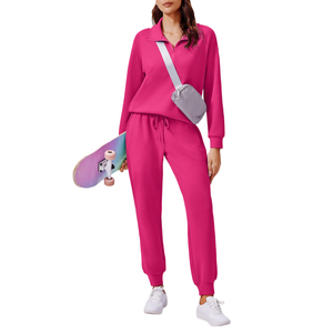 Conjunto Deportivo para Mujer, Top de Manga Larga y Pantalones con Cintura Elástica, Cómodo para Viajes y Gimnasio - Product Image 2