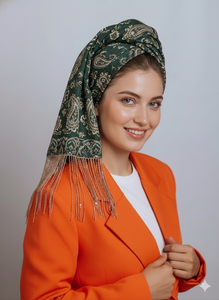 Premium Custom Printed Silk <b>Square</b> <b>Scarf</b> With Tassel Lightweight Fabric Women Fashion Headscarf OEM Manufacturer Supply - Product Image 3