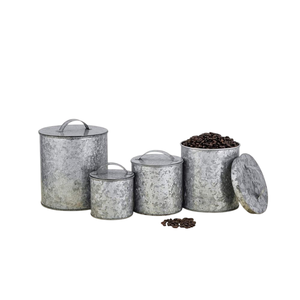 Boîte de conservation alimentaire en métal de forme personnalisée, finition galvanisée, pour la cuisine, ensemble de 2 boîtes à sucre, café et thé - Product Image 6