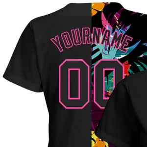 Maillot de baseball à motif 3D noir et rose pour hommes, uniforme d'équipe boutonné, respirant, léger, vêtements de sport pour tournois - Product Image 5