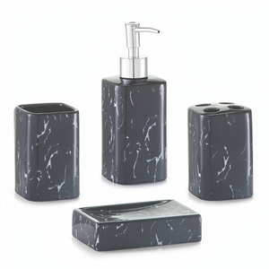 Finest Quality <b>Black</b> Color Marble <b>Bathroom</b> <b>Set</b> <b>Set</b> Of 4 Different Sizes And Shape <b>Bathroom</b> <b>Set</b> For <b>Bathroom</b> Use - Product Image 1