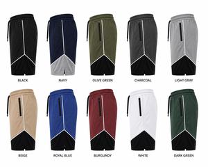 Shorts de sport en toile kaki pour homme avec empiècements noirs, fermeture à cordon, séchage rapide, respirant, coupe athlétique, longueur Bermuda, écologique - Product Image 6