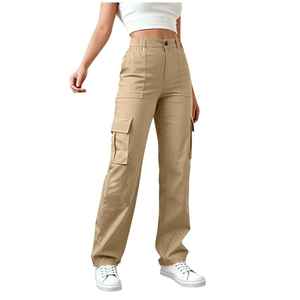 Women’s Ripped Denim Cargo <b>Jeans</b> High Street Fashion Cotton <b>Jeans</b> Pants Multi Pocket Workout Casual Streetwear Women's Trousers - Product Image 1