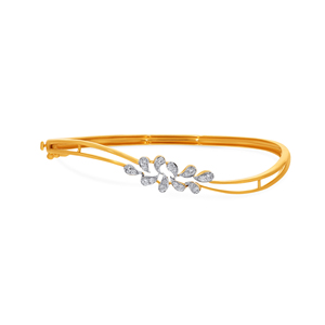 Elegant Diamond Leaf Vine Gold <b>Bangle</b> <b>Bracelet</b> for Women - Product Image 2