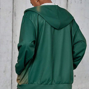 Green sun fade <b>fleece</b> zip up hoodie custom oversized unisex hooded sweatshirt high quality streetwear <b>jacket</b> - Product Image 2