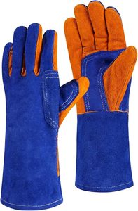 Gants de soudage professionnels haut de gamme pour hommes, antidérapants, durables, en cuir de vachette pleine fleur épais, respirants, résistants à la chaleur (motif diamant) - Product Image 4