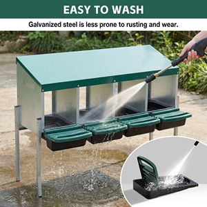 Nido per Galline in Metallo Resistente con Vassoio Rimovibile a 4 Fori e 4 Gambe per la Deposizione delle Uova - Product Image 2