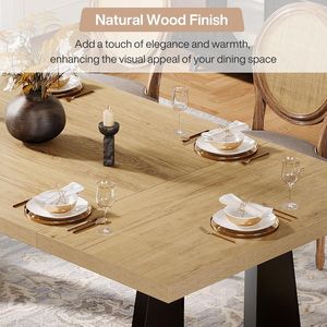 Large <b>Rustic</b> Wood <b>Dining</b> <b>Table</b> for 6-8 People 70.9 Inch Rectangular Black <b>Wooden</b> Legs Farmhouse Style Kitchen <b>Table</b> Restaurants - Product Image 5