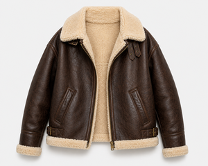 Veste en cuir véritable en peau de mouton pour femme, doublée de fourrure, style aviateur, luxe, vêtement d'extérieur en cuir haut de gamme pour l'hiver - Product Image 4