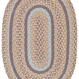 Alfombra ovalada de yute trenzado con patrón a rayas, estilo rústico, base de goma antideslizante, tapete para sala de estar, fácil de limpiar, pelo fino. - Product Image 5