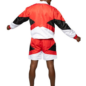 Polyester Nylon <b>Jackets</b> Shorts Set Men's Jogging Suit <b>Patchwork</b> Color Contrast Oversized Windbreaker Short Sets for Men - Product Image 5