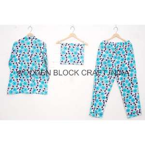 Ensemble de pyjama en coton assorti à motifs floraux, chemise et pantalon, doux et léger, pyjama d'été pour femmes, tenue de nuit - Product Image 4