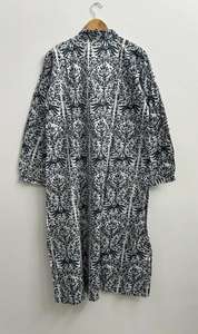 Vestido Kurti de Algodón con Estampado Floral Indigo Estilo Boho: Túnica con Estampado a Mano - Product Image 6