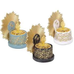 Quemador de incienso árabe de lujo, dorado y negro, quemador de incienso Oud, difusor de aroma islámico decorativo, soporte para incienso con fragancia para el hogar - Product Image 5