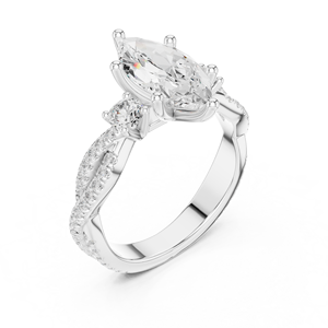 Bague de fiançailles en or jaune pour femme avec diamant taille marquise et diamants latéraux de laboratoire certifiés GIA, style classique - Product Image 5
