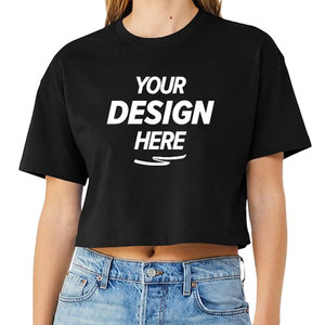 Custom Brand Women <b>Crop</b> T-Shirt Summer Premium Weight 100% Cotton Soft Breathable Solid Plain Cropped Tee Shirt Bulk - Product Image 1
