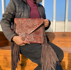 Sac à main en cuir de vachette véritable usiné à la main sac en cuir sculpture bohème sacs fronde vente chaude sacs pour femmes - Product Image 4