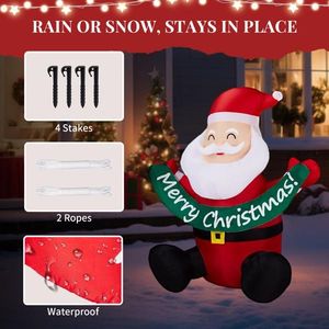 Decorazione Natalizia Gonfiabile di Babbo Natale Illuminato da 1,77 m in PVC per Giardino, Banner Divertente e Impressionante - Product Image 5