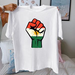 Sunburst Kurdish Fist T-shirt confortable en pur coton pour femme - Product Image 1