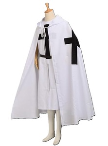 Manteau de Chevalier Médiéval avec Croix des Templiers, Costume Blanc à Capuche Unisexe en Polyester Imprimé, Tenue de Crusader Renaissance pour Fête d'Halloween - Product Image 6