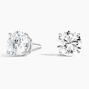 Boucles d'oreilles clous en diamant rond brillant pour femme, or blanc cultivé en laboratoire, classiques, certifiées IGI, bijoux de mariage - Product Image 2