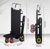 Chariot de manutention industriel électrique portable pour escaliers, plateforme élévatrice, option OEM, moteur 500W, chenilles en caoutchouc pour ascension/descension