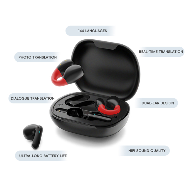 OWS AI Earbuds Factory Wholesale Smart VoiceTranslation Device Real-Time 144 Languages Accents Language Translator