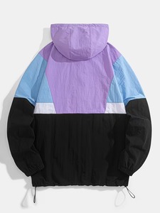 Chaqueta Cortavientos Impermeable de Secado Rápido para Exteriores, Ropa de Entrenamiento para Correr, Personalizable para Hombre, Transpirable, con Bloques de Color, de Poliéster, Corte Holgado, RGL - Product Image 2