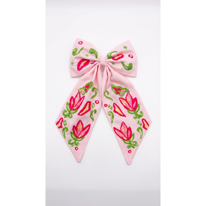 Cinta de Raso Rosa con Lazo Bordado Floral Hecho a Mano para Accesorios para el Cabello, Decoración de Ropa, Envoltura de Regalos, Costura, Manualidades Textiles - Product Image 1