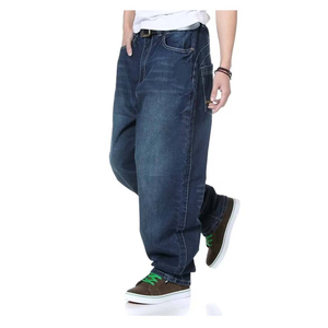 High Quality Men's Loose Color Block Washed Denim <b>Pants</b> With Pockets / Best Rate Breathable Custom Denim Jeans for Men - Product Image 4