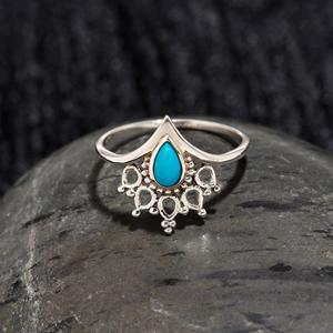 Top Selling Handmade 925 Sterling <b>Silver</b> Fine <b>Ring</b> Beautiful Turquoise Gemstone Pear Cut Bezel Setting Natural <b>Statement</b> <b>Ring</b> - Product Image 2