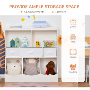 Bianco Freestanding armadietto per bambini con cassetti portaoggetti giocattolo Organizer e libreria espositore per camera da letto guardaroba - Product Image 5