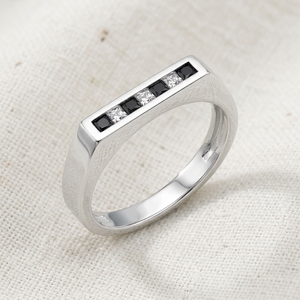 <b>Black</b> White Checkerboard Princess Cut Moissanite Engagement Anniversary <b>Ring</b> 925 <b>Silver</b> Band Geometric Wedding Jewelry Unisex - Product Image 3