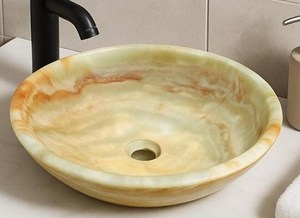 Afghan Green Onyx Modern <b>Round</b> Shaped Luxury Bathroom Sink <b>Basin</b> for Wall Cladding & Kitchen Use Wholesale Supplier Exporter - Product Image 4
